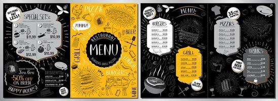 barbecue restaurant menu sjabloon vector