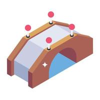 isometrische bewerkbare icoon van brug vector