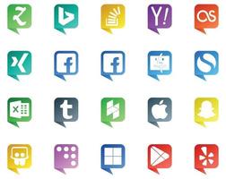 20 sociaal media toespraak bubbel stijl logo Leuk vinden snapchat hoezo lastfm tumblr gemakkelijk vector