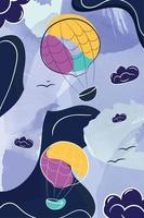 verticaal neutrale gekleurde achtergrond met lucht ballon schetsen vector illustratie