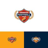 logo embleem Amerikaans Amerikaans voetbal schild insigne met bal oranje rood blauw zwart kleur vector