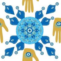 mandala Grieks onheil oog symbool van bescherming, blauw Turks vector