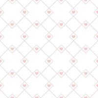 naadloos patroon met diagonaal rooster, dun lijnen, klein harten, vierkanten, ruiten. vector patroon voor decoratie van bruiloft, verloving evenement, valentijnsdag dag