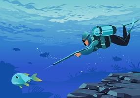 Spearfishing Onderwater Vector