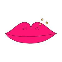 tekenfilm mooi lippen met sterren. vector illustratie