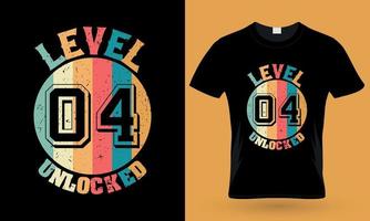 niveau 04 ontgrendeld. gaming typografie t-shirt ontwerp vector