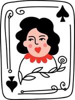spelen kaart met koningin van schoppen. valentijnsdag dag illustratie in tekening stijl vector