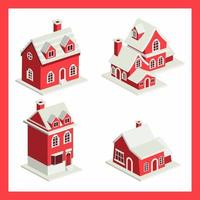 isometrische huis vector illustratie, Kerstmis isometrische huis