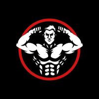 bodybuilding logo in cirkel voor Sportschool geschiktheid sport vector