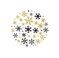gouden zwart sneeuwvlokken .kerstmis groet ornamenten elementen hangende geïsoleerd wit achtergrond kaart vector