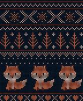 nieuw jaar Kerstmis patroon gebreid met vossen vector illustratie eps
