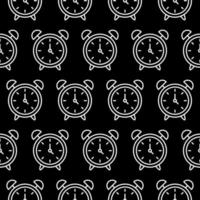 drie O klok. wit wijzerplaat Aan zwart achtergrond. naadloos patroon. vector illustratie