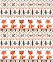 nieuw jaar Kerstmis patroon pixel met vossen vector illustratie