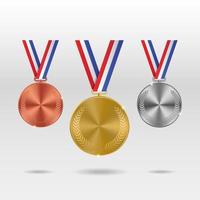 reeks van goud, zilver en bronzen prijs medailles Aan wit. vector illustratie