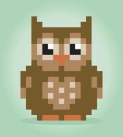 8 bit pixels uil. dieren voor spelactiva en kruissteekpatronen in vectorillustraties. vector