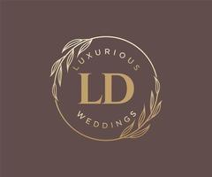 ld initialen brief bruiloft monogram logos sjabloon, hand- getrokken modern minimalistisch en bloemen Sjablonen voor uitnodiging kaarten, opslaan de datum, elegant identiteit. vector