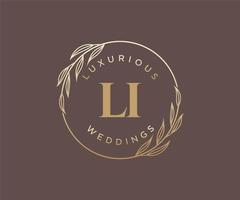 li initialen brief bruiloft monogram logos sjabloon, hand- getrokken modern minimalistisch en bloemen Sjablonen voor uitnodiging kaarten, opslaan de datum, elegant identiteit. vector