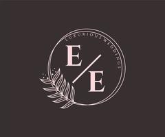 ee initialen brief bruiloft monogram logos sjabloon, hand- getrokken modern minimalistisch en bloemen Sjablonen voor uitnodiging kaarten, opslaan de datum, elegant identiteit. vector