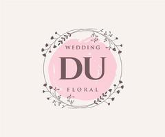 du initialen brief bruiloft monogram logos sjabloon, hand- getrokken modern minimalistisch en bloemen Sjablonen voor uitnodiging kaarten, opslaan de datum, elegant identiteit. vector