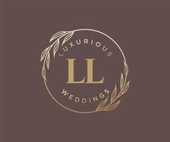 ll initialen brief bruiloft monogram logos sjabloon, hand- getrokken modern minimalistisch en bloemen Sjablonen voor uitnodiging kaarten, opslaan de datum, elegant identiteit. vector