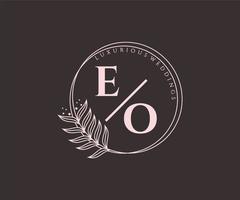 eo initialen brief bruiloft monogram logos sjabloon, hand- getrokken modern minimalistisch en bloemen Sjablonen voor uitnodiging kaarten, opslaan de datum, elegant identiteit. vector