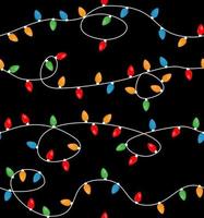 rood en groen vakantie Kerstmis en nieuw jaar met elkaar verweven draad kleurrijk lichten Aan wit achtergrond vector naadloos patroon. winter vakantie afdrukken