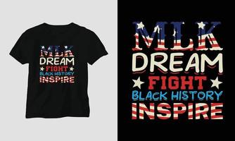 Martin Luther koning jr. dag t-shirt ontwerp in Verenigde Staten van Amerika thema met lint, vuist, vlag vector