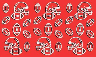 Amerikaans Amerikaans voetbal rugby rood achtergrond met helm en bal patroon. vector illustratie met plaats voor uw tekst