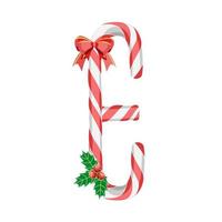 brief d in Kerstmis snoep wandelstokken met decoraties vector