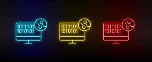 neon pictogrammen. ai computer code. reeks van rood, blauw, geel neon vector icoon Aan verduisteren achtergrond