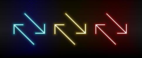 neon pictogrammen. ui pijl. reeks van rood, blauw, geel neon vector icoon Aan verduisteren achtergrond