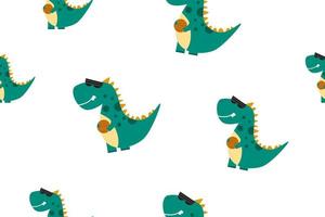 vector schattig patroon dino spelen basketbal concept ontwerp illustratie