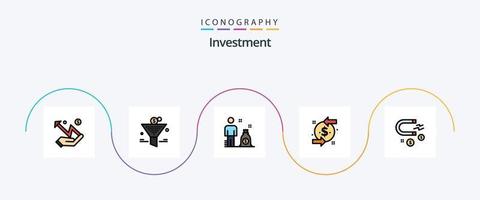 investering lijn gevulde vlak 5 icoon pak inclusief investering. aantrekken. bedrijf. investering. terugvordering vector