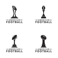 winnaar Amerikaans Amerikaans voetbal kampioenschap trofee logo ontwerp vector icoon sjabloon. Amerikaans Amerikaans voetbal trofee voor winnaar prijs