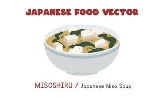 Japans misoshiru - Japans miso soep vlak vector ontwerp illustratie, clip art tekenfilm stijl. Aziatisch voedsel. Japans keuken. Japans voedsel