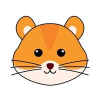 schattig hamster hoofd huisdier en knaagdier dier karakter met zwart schets in geanimeerd tekenfilm vector illustratie