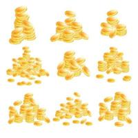 gouden munten reeks geïsoleerd Aan wit achtergrond. vector