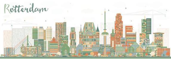 Rotterdam Nederland horizon met kleur gebouwen. vector