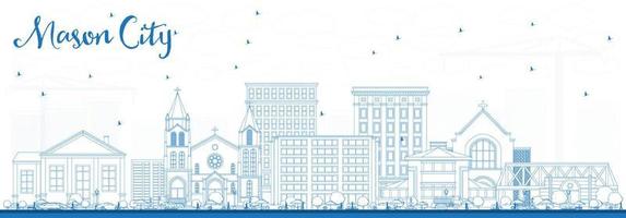 schets metselaar stad Iowa horizon met blauw gebouwen. vector