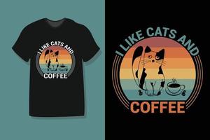 ik Leuk vinden katten en koffie. koffie retro typografie ontwerp voor t-shirts, afdrukken, Sjablonen, logo's, mok vector