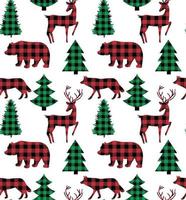 buffel plaid Kerstmis en nieuw jaar s patroon in een converteerbaar draagt een Kerstmis boom. vector