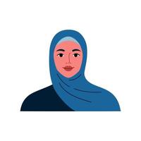 gelukkig moslim vrouw in hijab hoofddeksels. vlak vector illustratie.