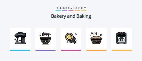 bakken lijn gevulde 5 icoon pak inclusief koken. chef. taart. cafe. eieren. creatief pictogrammen ontwerp vector