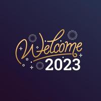 Welkom 2023 met belettering typografie stijl voor groet kaart vector illustratie