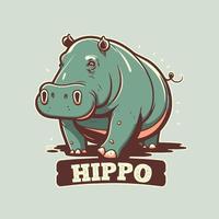 nijlpaard karakter logo mascotte wild dier nijlpaard in vector tekenfilm