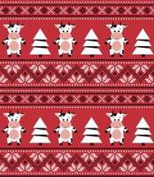gebreid Kerstmis en nieuw jaar patroon in koeien. wol breiwerk trui ontwerp. behang omhulsel papier textiel afdrukken. eps 10 vector