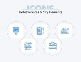 hotel Diensten en stad elementen blauw icoon pak 5 icoon ontwerp. auto. vol. hotel. opladen. hotel vector