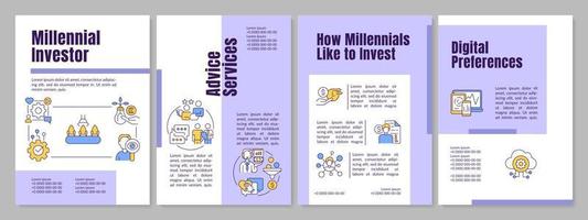 millennial investeerders Purper brochure sjabloon vector