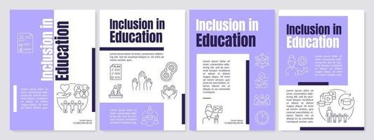 inclusie in onderwijs Purper brochure sjabloon vector
