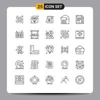 universeel icoon symbolen groep van 25 modern lijnen van muziek- audio pakket aantekeningen boek bewerkbare vector ontwerp elementen